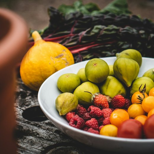 Photo from Unsplash (bowl of fruits).