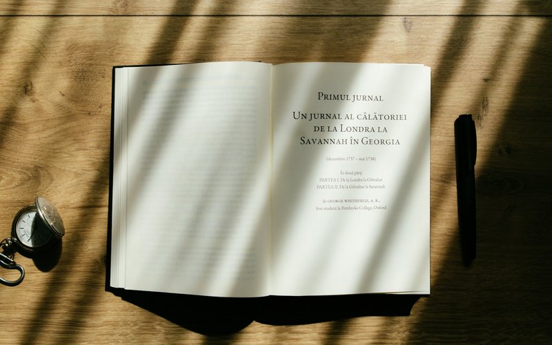 Photo from Unsplash (open book on a wooden table).